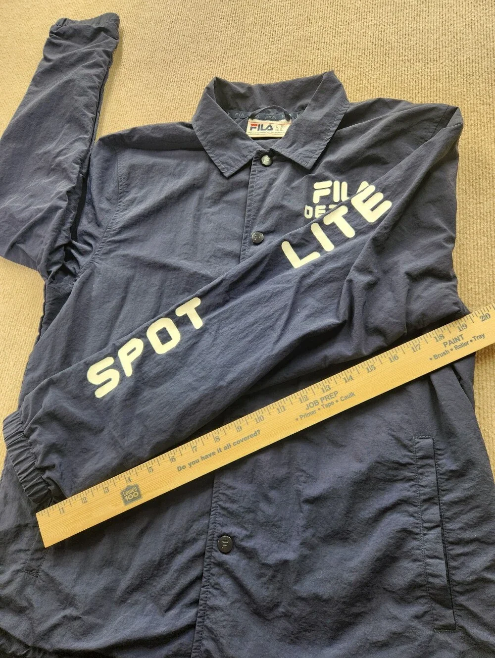 Vintage FILA Detroit Spot Lite Coach Bomber Jacket Men's M Blue Button Front